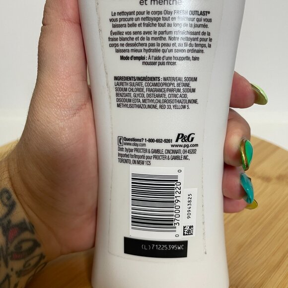 Olay Fresh Outlast White strawberry & Mint Body Wash 400 mL 13.5 oz Moisturizing - Picture 5 of 5